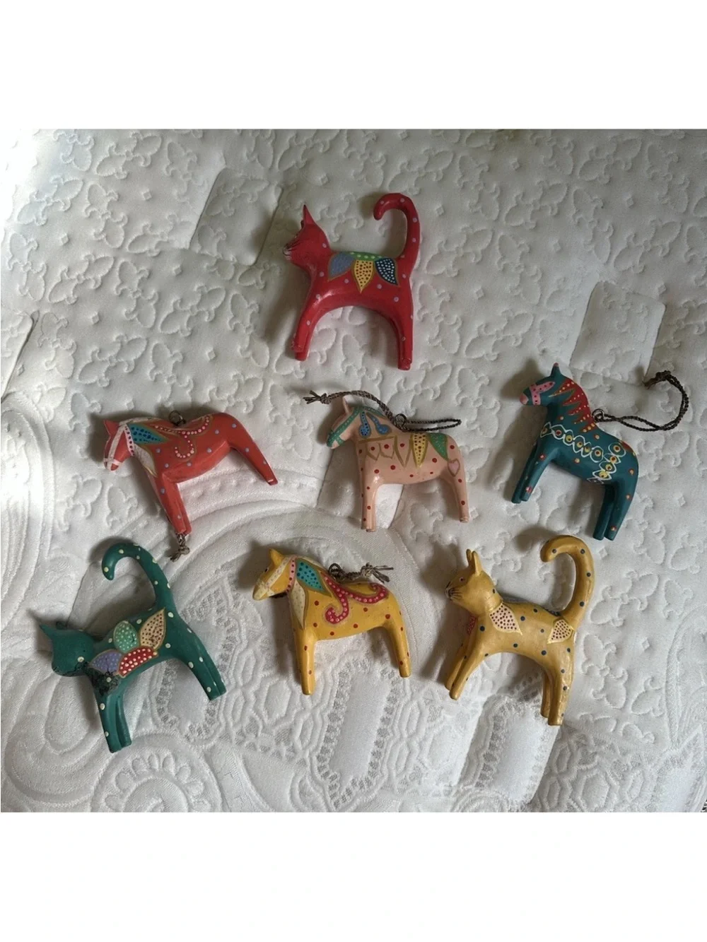 Hand-Painted Folk Art Wooden Animal String - Colorful Set